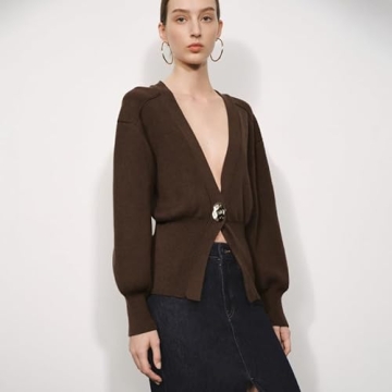 URBAN REVIVO Women's V-Neck Cardigan - Stylish Comfort