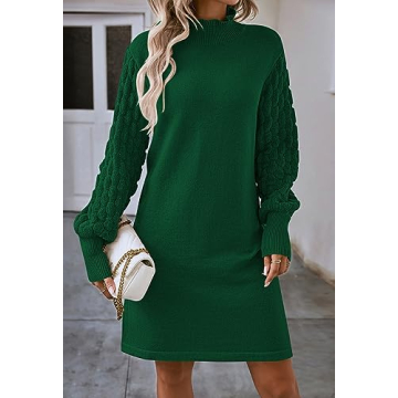 Pink Queen Women's Winter Balloon Sleeve Knit Dress