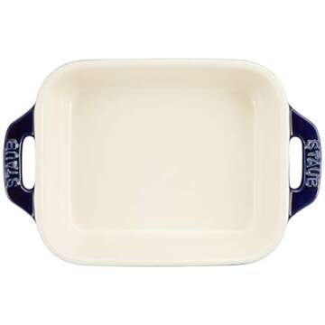 staub Dish 40508-583 Rectangular Dish, Gran Blue, 5.5 x 4.3 inches (14 x 11 cm), Ceramic Au Gratin Dish, Oven Safe and Microwave Safe