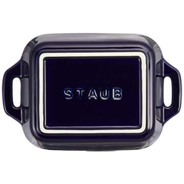 staub Dish 40508-583 Rectangular Dish, Gran Blue, 5.5 x 4.3 inches (14 x 11 cm), Ceramic Au Gratin Dish, Oven Safe and Microwave Safe