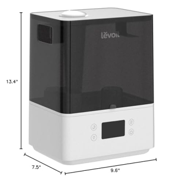 LEVOIT Smart Humidifiers for Bedroom Large Room Home,(6L) Cool Mist Top Fill Essential Oil Diffuser for Baby & Plants,Smart App & Voice Control, Rapid Humidification & Auto Mode-Quiet Sleep Mode, Gray