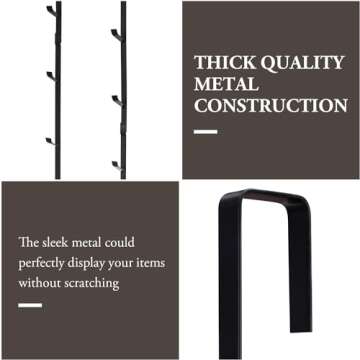 MyGift Black Metal Over The Door Hooks Heavy Duty Hanger for Hats, Coat, Scarf, and Purse, Door Hanging Rack with 5 Hooks, Set of 2