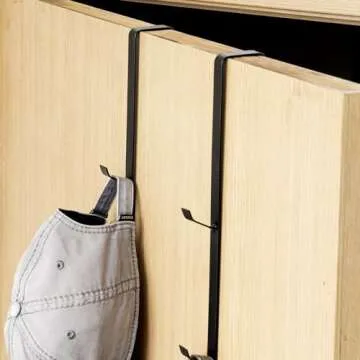 MyGift Black Metal Over The Door Hooks Heavy Duty Hanger for Hats, Coat, Scarf, and Purse, Door Hanging Rack with 5 Hooks, Set of 2