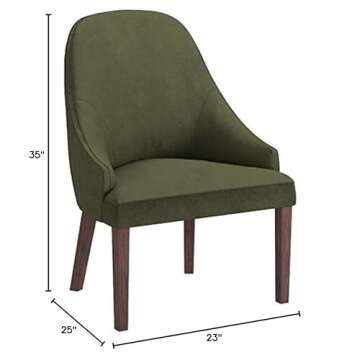 Stylish Rivet Curved Channel-Back Dining Chair, Green