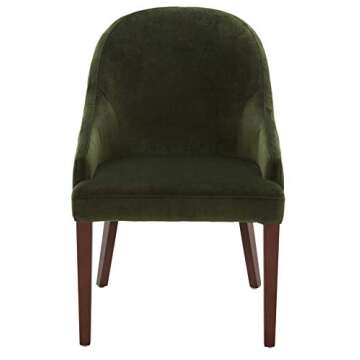 Stylish Rivet Curved Channel-Back Dining Chair, Green