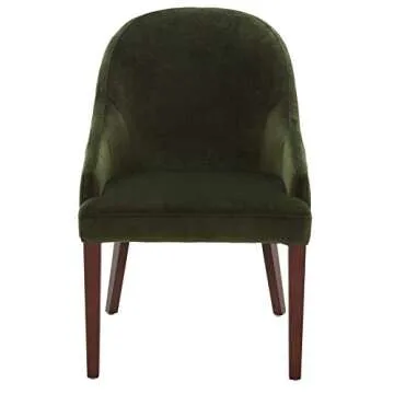 Stylish Rivet Curved Channel-Back Dining Chair, Green