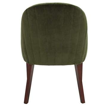 Stylish Rivet Curved Channel-Back Dining Chair, Green