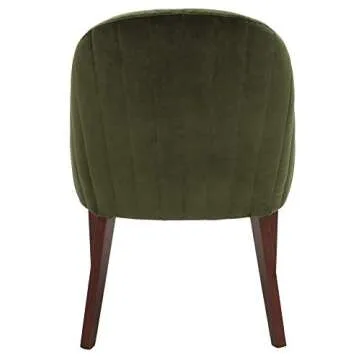 Stylish Rivet Curved Channel-Back Dining Chair, Green