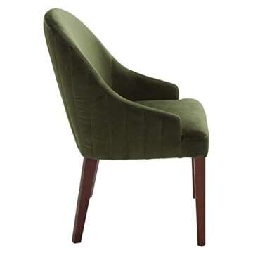 Stylish Rivet Curved Channel-Back Dining Chair, Green