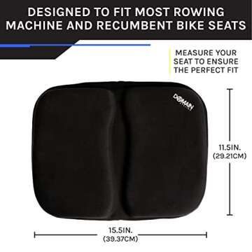 Domain Cycling Bike Seat Cushion for Recumbent Bike - Pad Gel Exercise Bike Seat Cover for Recumbent Bike Seat, Stationary Spin Bicycle Seat, Women and Men, 39.37 x 29.21 cm