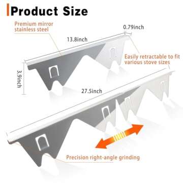 Stove Gap Covers Stainless Steel, 2 Pack Stove Gap Filler Easy Retractable Length 13.8" to 27.5", Width 0.79" ALMCALS Range Trim Kit, Heat Resistant Guard Between Stove Top & Counter