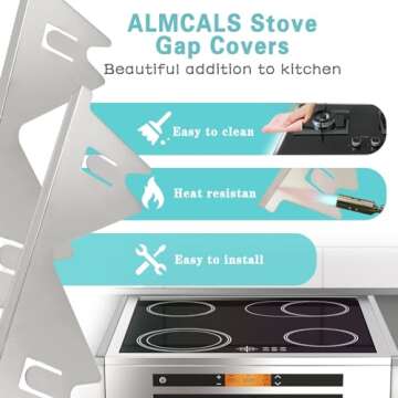 Stove Gap Covers Stainless Steel, 2 Pack Stove Gap Filler Easy Retractable Length 13.8" to 27.5", Width 0.79" ALMCALS Range Trim Kit, Heat Resistant Guard Between Stove Top & Counter