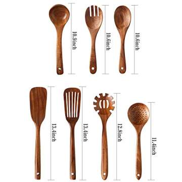 Wooden Kitchen Utensils set,NAYAHOSE Wooden Spoons for cooking Natural Teak Wood Kitchen Spatula Set...