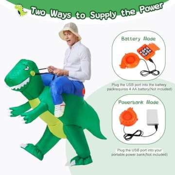 YEAHBEER Inflatable Dinosaur Costume for Adults,T-Rex Fancy Dress Halloween Blow up Costumes Adult Dinosaur Costume,Blow up T-Rex Funny Fancy Inflatable Costume for Halloween Dress(Green)