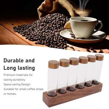 Elegant Coffee Bean Storage Tubes with Wooden Stand