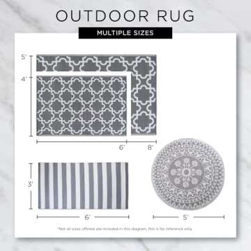 DII Reversible Outdoor Lattice Woven Rug, Runner, 3x6 Ft, Storm Blue