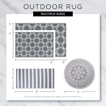 DII Reversible Outdoor Lattice Woven Rug, Runner, 3x6 Ft, Storm Blue