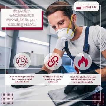 Sungold Abrasives 11119 9 X 11 Sheets 600-Grit Stearated Aluminum Oxide, 25-Pack