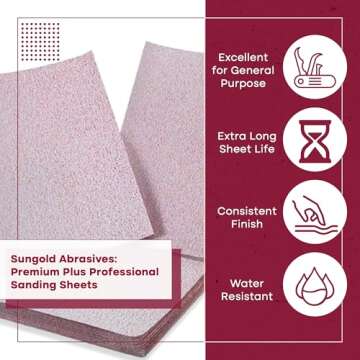 Sungold Abrasives 11119 9 X 11 Sheets 600-Grit Stearated Aluminum Oxide, 25-Pack