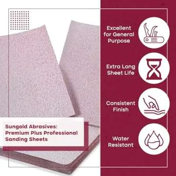 Sungold Abrasives 11119 9 X 11 Sheets 600-Grit Stearated Aluminum Oxide, 25-Pack