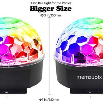 memzuoix Disco Ball Dj Strobe Light with 6 Colors, Sound Activated Big-Size Magic Stage Party Light with Remote Control, Halloween Decorations Bar Wedding Home Club (7'' Big Size)