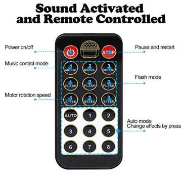 memzuoix Disco Ball Dj Strobe Light with 6 Colors, Sound Activated Big-Size Magic Stage Party Light with Remote Control, Halloween Decorations Bar Wedding Home Club (7'' Big Size)