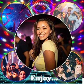 memzuoix Disco Ball Dj Strobe Light with 6 Colors, Sound Activated Big-Size Magic Stage Party Light with Remote Control, Halloween Decorations Bar Wedding Home Club (7'' Big Size)
