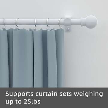 GXOACKJ Curtain Rods for windows 66-120 inch, 5/8 inch Decorative White Splicing Heavy Duty Metal Cu...