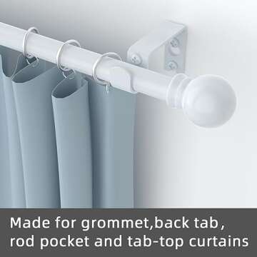 GXOACKJ Curtain Rods for windows 66-120 inch, 5/8 inch Decorative White Splicing Heavy Duty Metal Curtain Rod set with Brackets