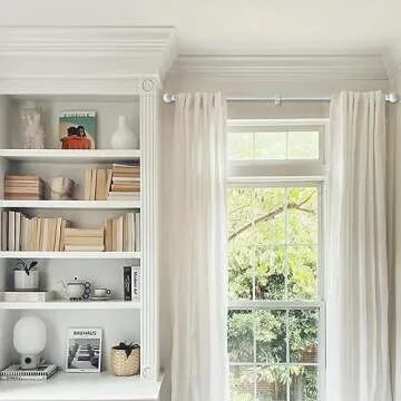 GXOACKJ Curtain Rods for windows 66-120 inch, 5/8 inch Decorative White Splicing Heavy Duty Metal Curtain Rod set with Brackets