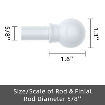 GXOACKJ Curtain Rods for windows 66-120 inch, 5/8 inch Decorative White Splicing Heavy Duty Metal Curtain Rod set with Brackets