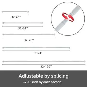 GXOACKJ Curtain Rods for windows 66-120 inch, 5/8 inch Decorative White Splicing Heavy Duty Metal Curtain Rod set with Brackets