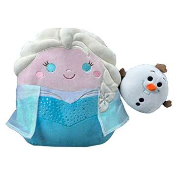 Squishmallows Official Kellytoy Disney Characters Soft Plush Toy (10 Inch, Elsa with Olaf)