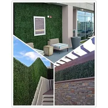 greenjoye Artificial Boxwood Hedge Topiary Panels UV Protected for Outdoor Decoration,20 x 20 Inches 12Pcs (Dark Green)