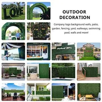 greenjoye Artificial Boxwood Hedge Topiary Panels UV Protected for Outdoor Decoration,20 x 20 Inches 12Pcs (Dark Green)