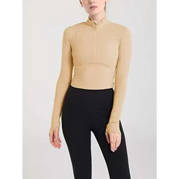 Vsaiddt Women's Stylish Quarter Zip Pullover for Workouts