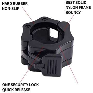 GLE2016 Olympic Barbell Clamp Collar Quick Release Pair of Locking 2 Inches Professional Weight Bar Plate Locks Collar Clips for Workout Weightlifting Fitness Training(Large)