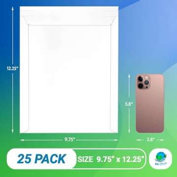 Amiff Rigid Mailers 9.75 x 12.25 Paperboard mailers 9 3/4 x 12 1/4. Pack of 20 white photo mailers. ...
