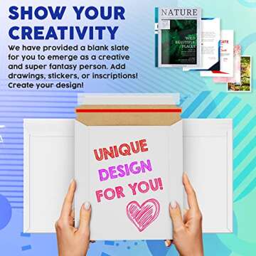 Amiff Rigid Mailers 9.75 x 12.25 Paperboard mailers 9 3/4 x 12 1/4. Pack of 20 white photo mailers. No bend, Self-sealing mailers. Document envelopes