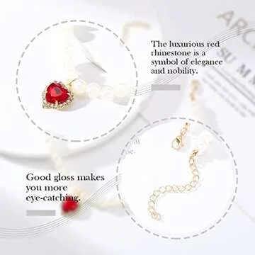 EVAZEN Pearl Choker Necklace Heart Pendant for Women