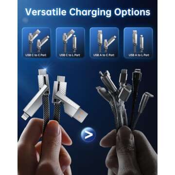 [One is Enough] 4-in-1 USB C to Lightning Cable for Fast Charging & Data Transfer
