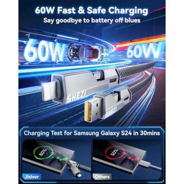 Versatile 4-in-1 USB C Lightning Charging Cable