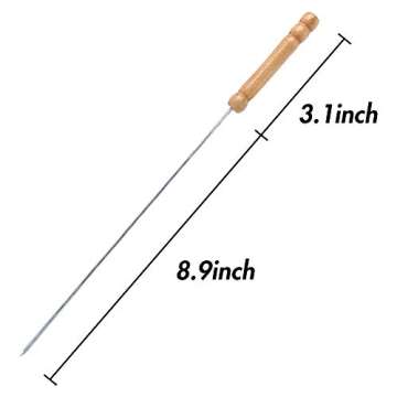 HAKSEN 12 PCS Barbecue Skewers with Wood Handle Marshmallow Roasting Sticks Meat Hot Dog Fork Best f...