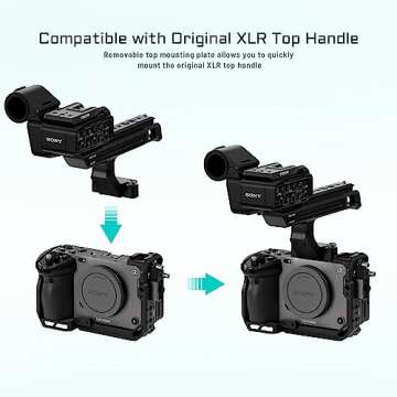 Tiltaing Full Camera Cage Compatible with Sony FX3/FX30 ñ Black | Integrated Design, Half Cage & Full Cage,Cold Shoe Receivers, NATO Rails for Side Handles, Quick Release Plate | TA-T13-FCC-B