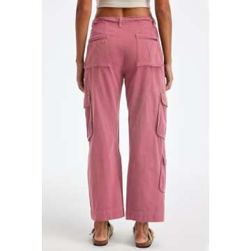 GREAIDEA Cargo Pants for Women Low Rise Drawstring Waist 7 Pockets Hiking Work Wide Leg Pants with Z...