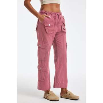 GREAIDEA Women’s Cargo Pants with 7 Pockets and Drawstring