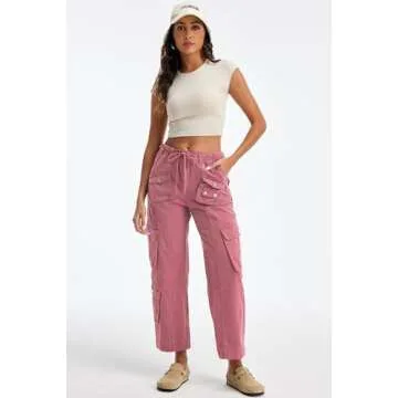 GREAIDEA Women’s Cargo Pants with 7 Pockets and Drawstring