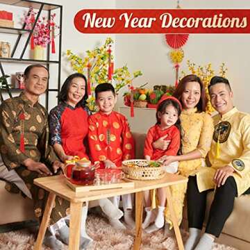 ISKYBOB Chinese Feng Shui Coins, Set of 6 I Ching Coins with Red Chinese Knot String Vintage Lucky Fortune Coins Charm for Home Car Hanging Decoration