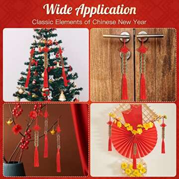 ISKYBOB Chinese Feng Shui Coins, Set of 6 I Ching Coins with Red Chinese Knot String Vintage Lucky Fortune Coins Charm for Home Car Hanging Decoration