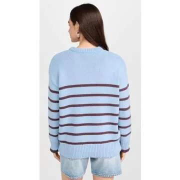 Z SUPPLY Women's Boyfriend Stripe Sweater, Light Denim, M